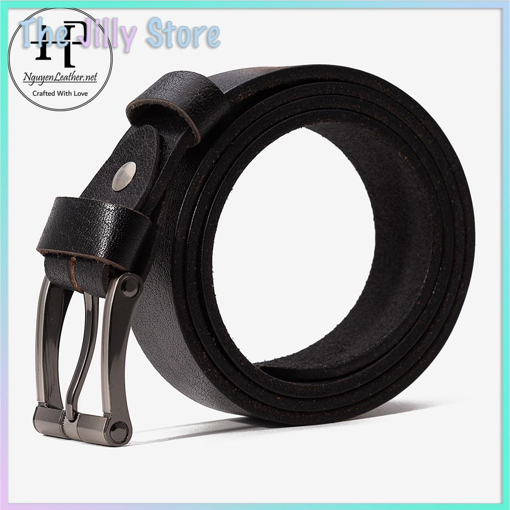 Dây Nịt Nam Da Bò Một Lớp Cao Cấp Đục Lỗ Cài Cao Cấp - L