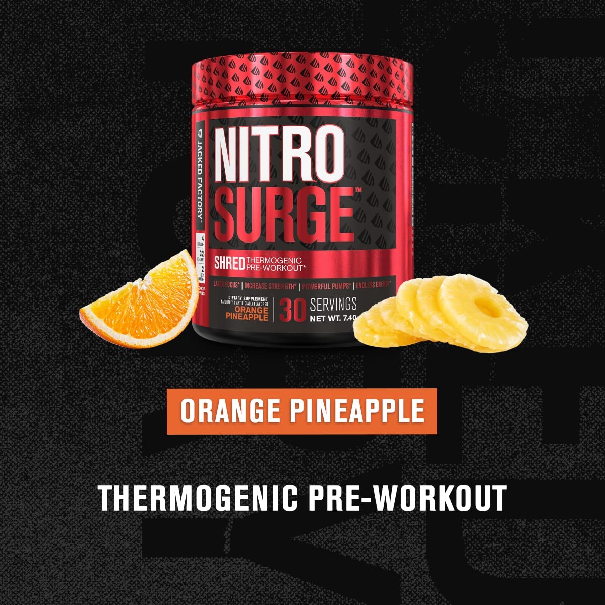 Pre-Workout hỗ trợ giảm mỡ NITRO SURGE SHRED Jacked Factory : Made in USA 30 lần dùng