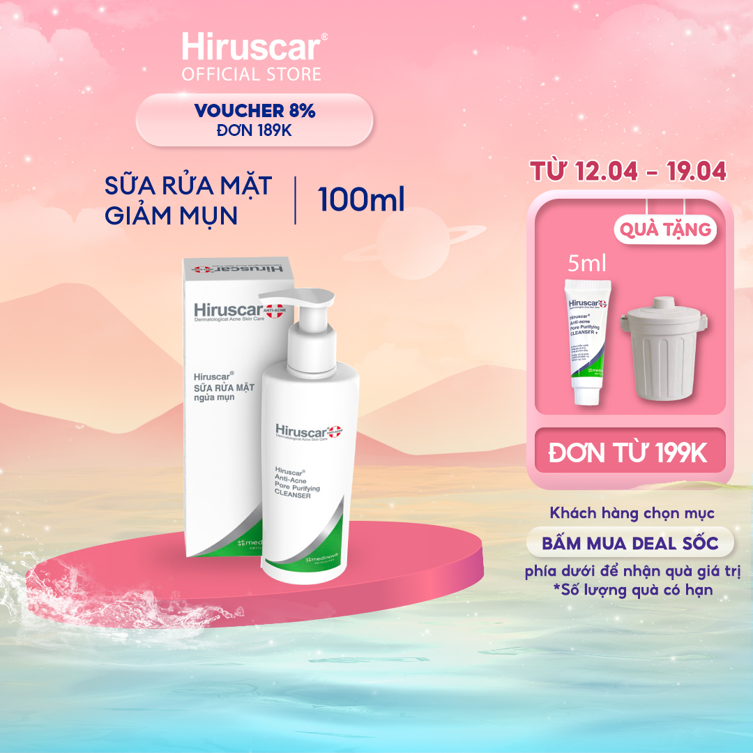 Sữa Rửa Mặt Ngừa Mụn Hiruscar Anti-Acne Cleanser + 100ml