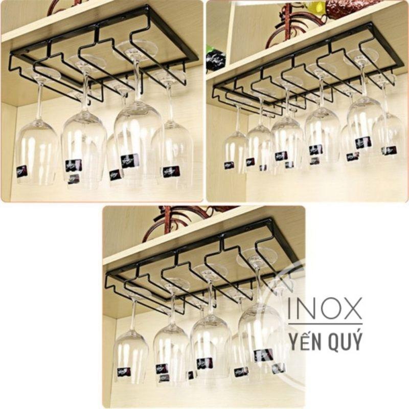 Giá Treo Ly Vang Gắn Tủ Bếp Tiện Lợi màu đen