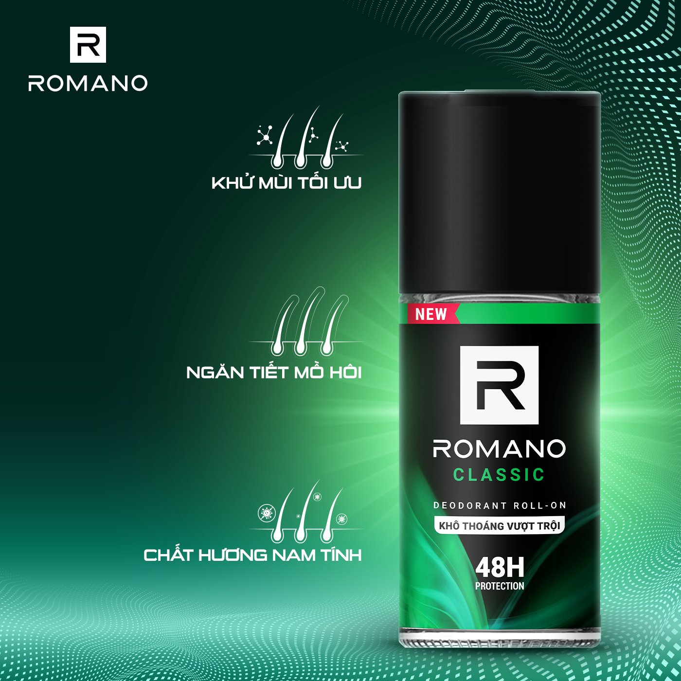 Combo 2 Lăn khử mùi Romano Classic kháng khuẩn & khô thoáng cả ngày 50ml*2