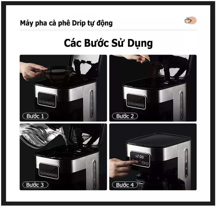 Máy pha cà phê tự động cao cấp Shardor CM1429TA-GS - Dung tích 1500ml - Bảo hành 12 tháng- Hàng chính hãng