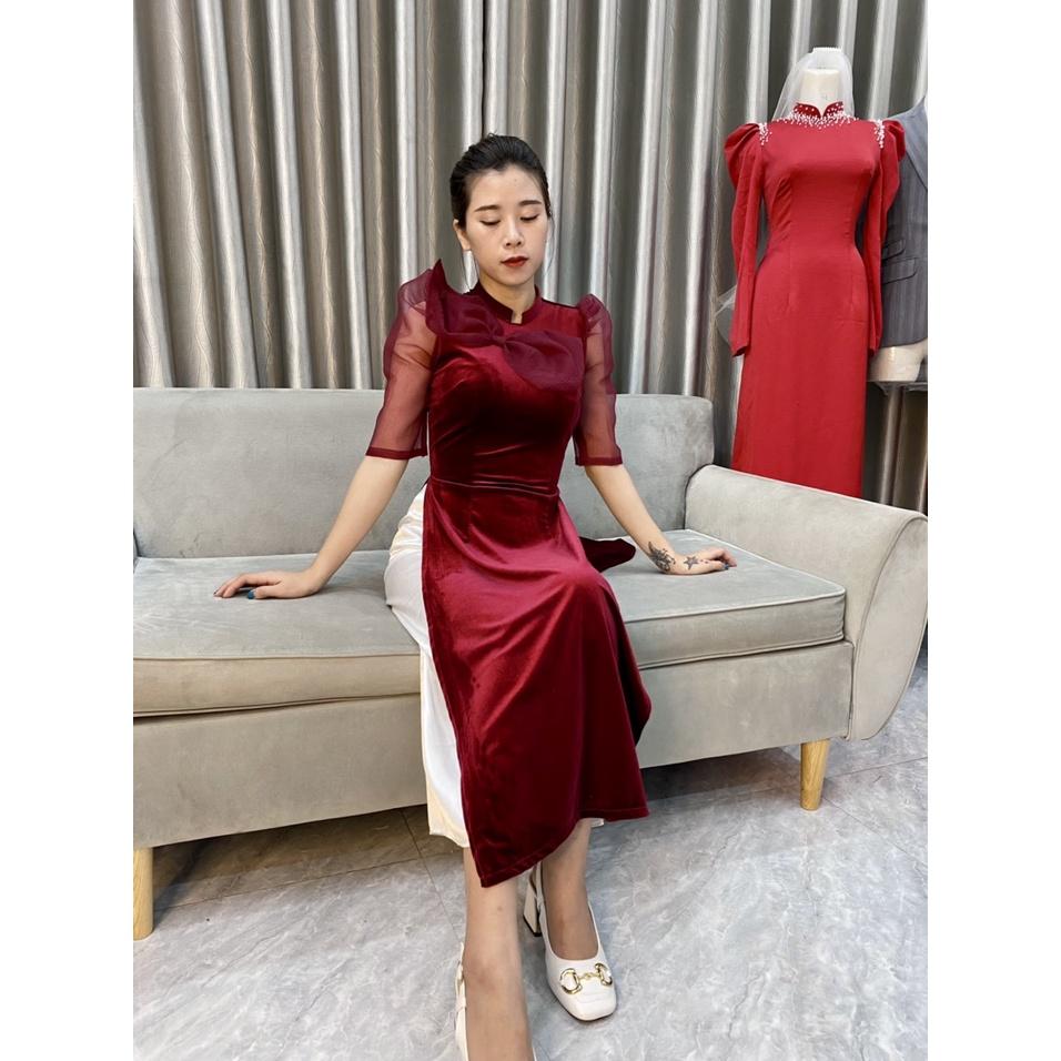 Áo dài cách tân mới tông đô sang chảnh