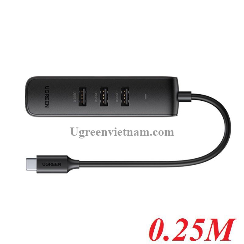 Ugreen 10917 USB Type C 2.0 sang 3 * USB 2.0 + Lan 10/100 Mbps nhựa ABS CM416 - Hàng chính hãng