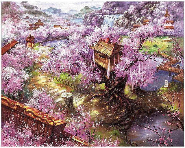 Tranh ghép hình 1000 mảnh bằng giấy THÀNH PHỐ HOA TÍM Jigsaw Puzzle hình , kích thước 70cm*50cm