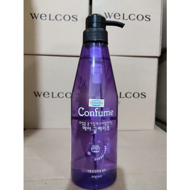 Gel lỏng tạo kiểu tóc mềm Confume Hair Glaze Hàn Quốc 600ml tặng móc khóa