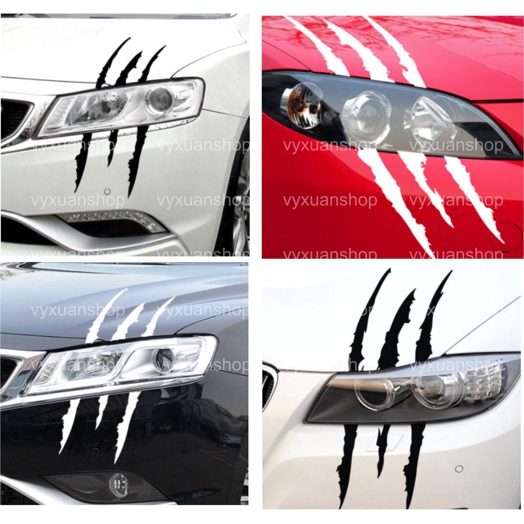 Miếng dán decal móng vuốt, móng cào trang trí đèn pha xe hơi KT: 38 x 12 cm chất liệu decal ô tô ngoài trời
