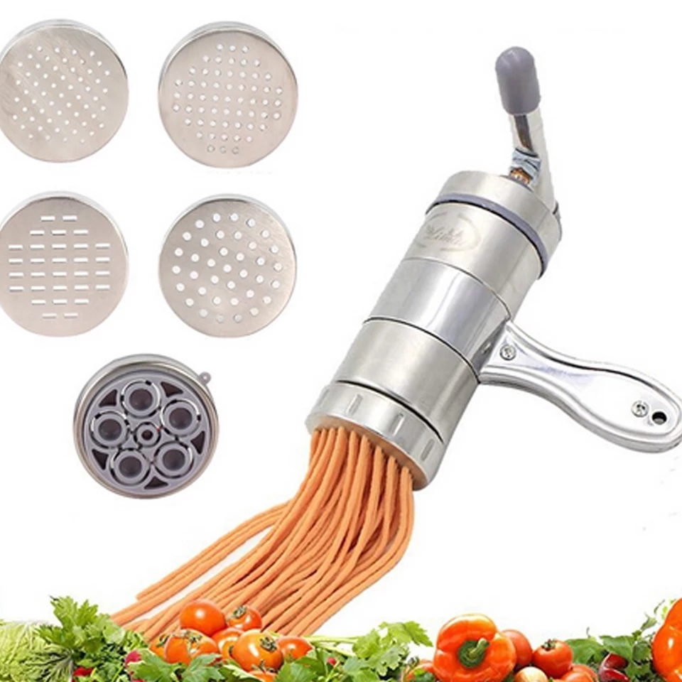 Máy Làm Bún Tươi, Mì, Bánh Canh Tại Nhà 5 Đầu Inox Tiện Dụng Tặng kèm dụng cụ đánh trứng