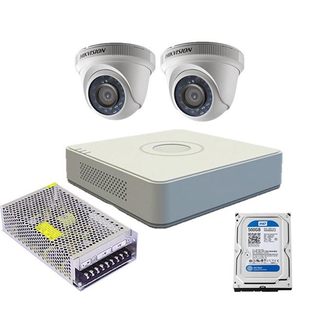 Trọn bộ 2 camera bán cầu HIKVISION,Đầu ghi hình Analog 4 kênh DS-7104HGHI-F1, xem lại lịch sử 1 tháng, chuẩn net Full HD - Hàng chính hãng