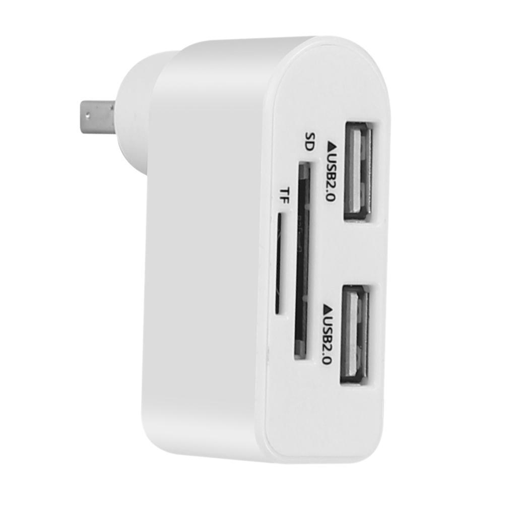 White Multi USB 2.0 Hub 360° Rotate Splitter ABS Adapter Converter For Notebook