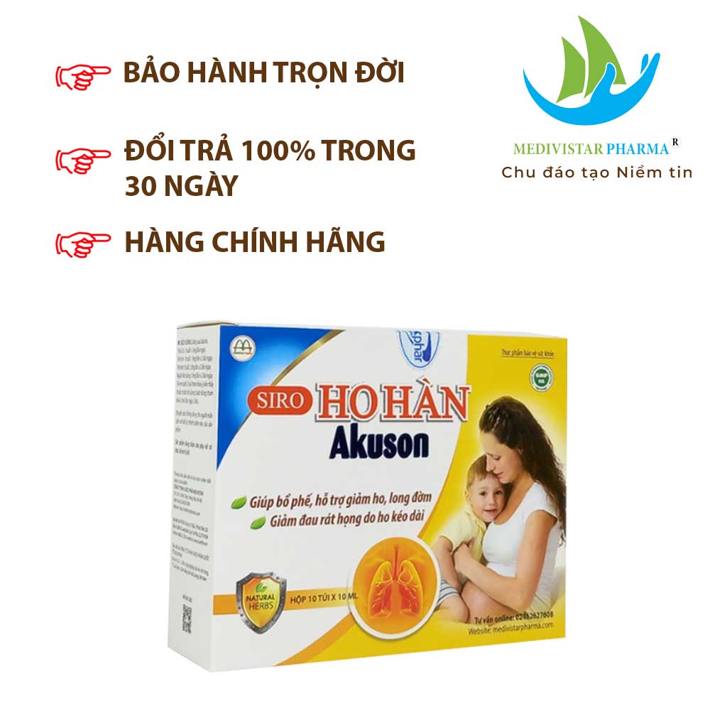 Combo 2 Hộp Siro Ho Cho Bé AKUSON Giúp Bổ Phổi, Giảm Ho, Dưỡng Phế Thành Phần Thảo Dược Tự Nhiên An Toàn, Lành Tính 10 Ống/Hộp