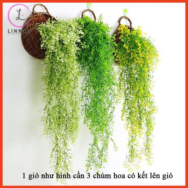 Hoa giả- Chùm hoa cỏ rũ treo tường dài 80cm nhiều màu trang trí nhà cửa