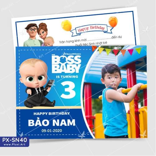 Thiệp thôi nôi – sinh nhật theo yêu cầu Pluxi
