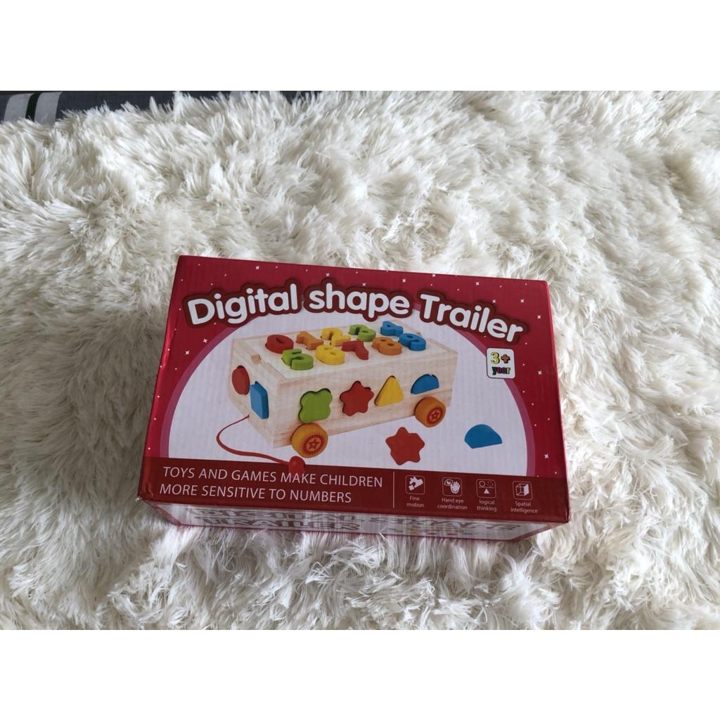 Đồ Chơi Gỗ Xe Thả Hình Khối - Hộp Thả Hình Khối , Thả Số Bằng Gỗ Cho Bé