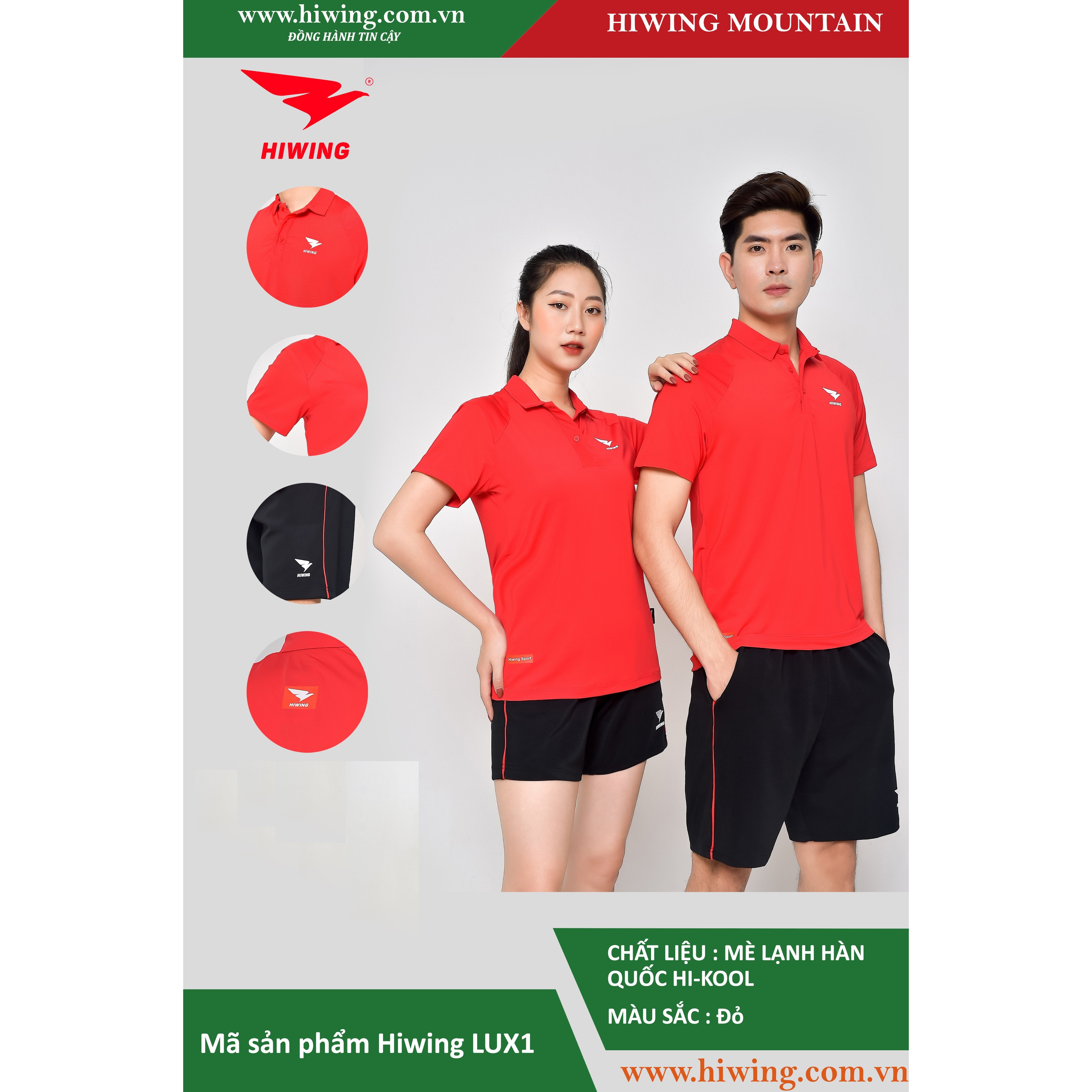 Áo tennis, áo cầu lông Hiwing Mountain Lux 1 màu đỏ