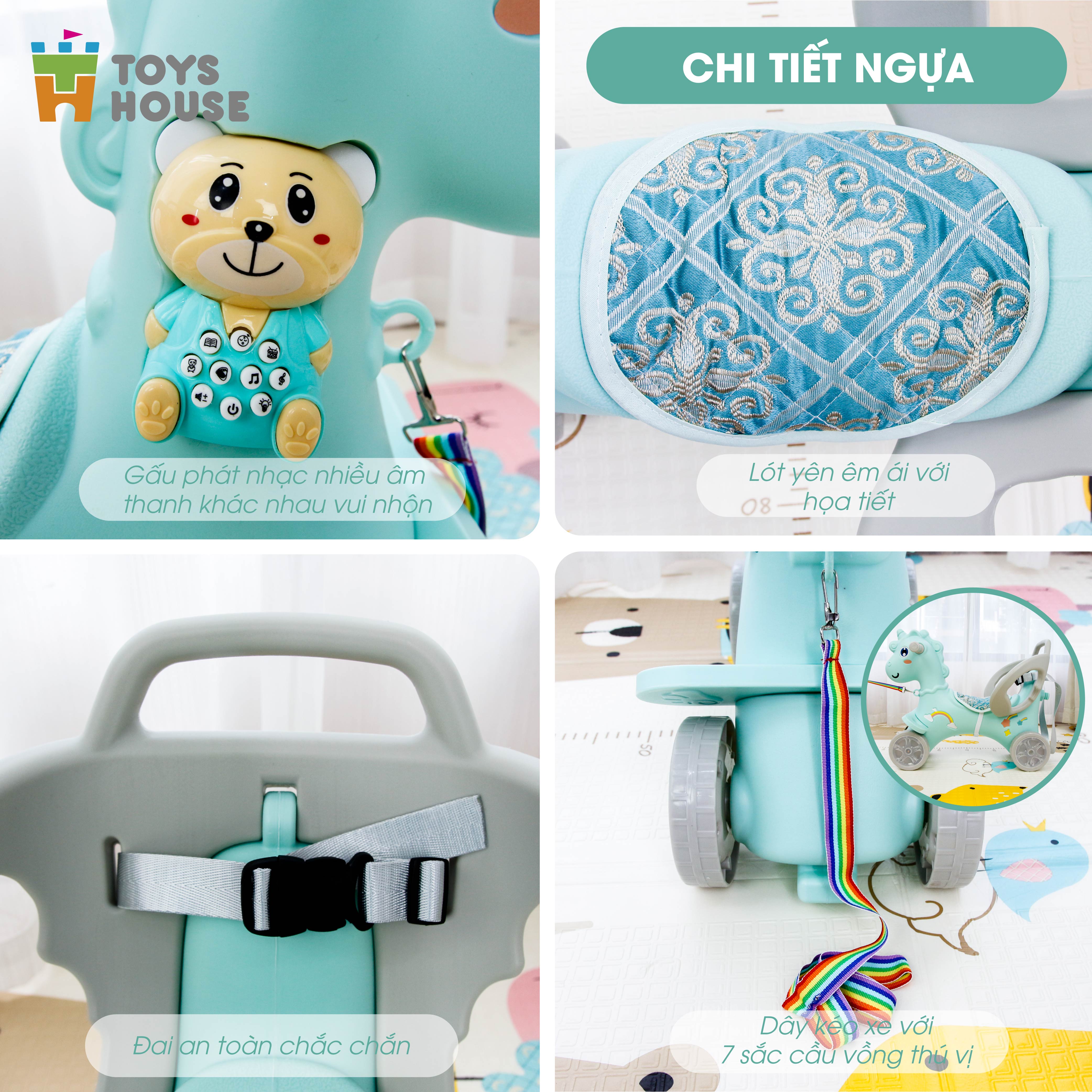 Ngựa bập bênh đa năng kiêm xe chòi chân và xe đẩy cho bé Toys House WM19033, hàng chính hãng cho bé