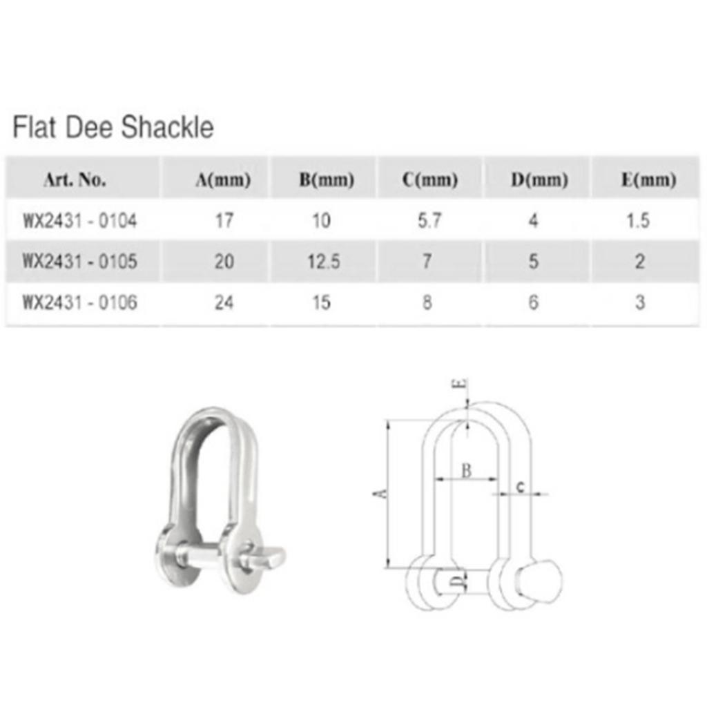 304 Stainless Steel Captive Pin D - shackle Boat / Marine / Shade / Sailing , 4mm