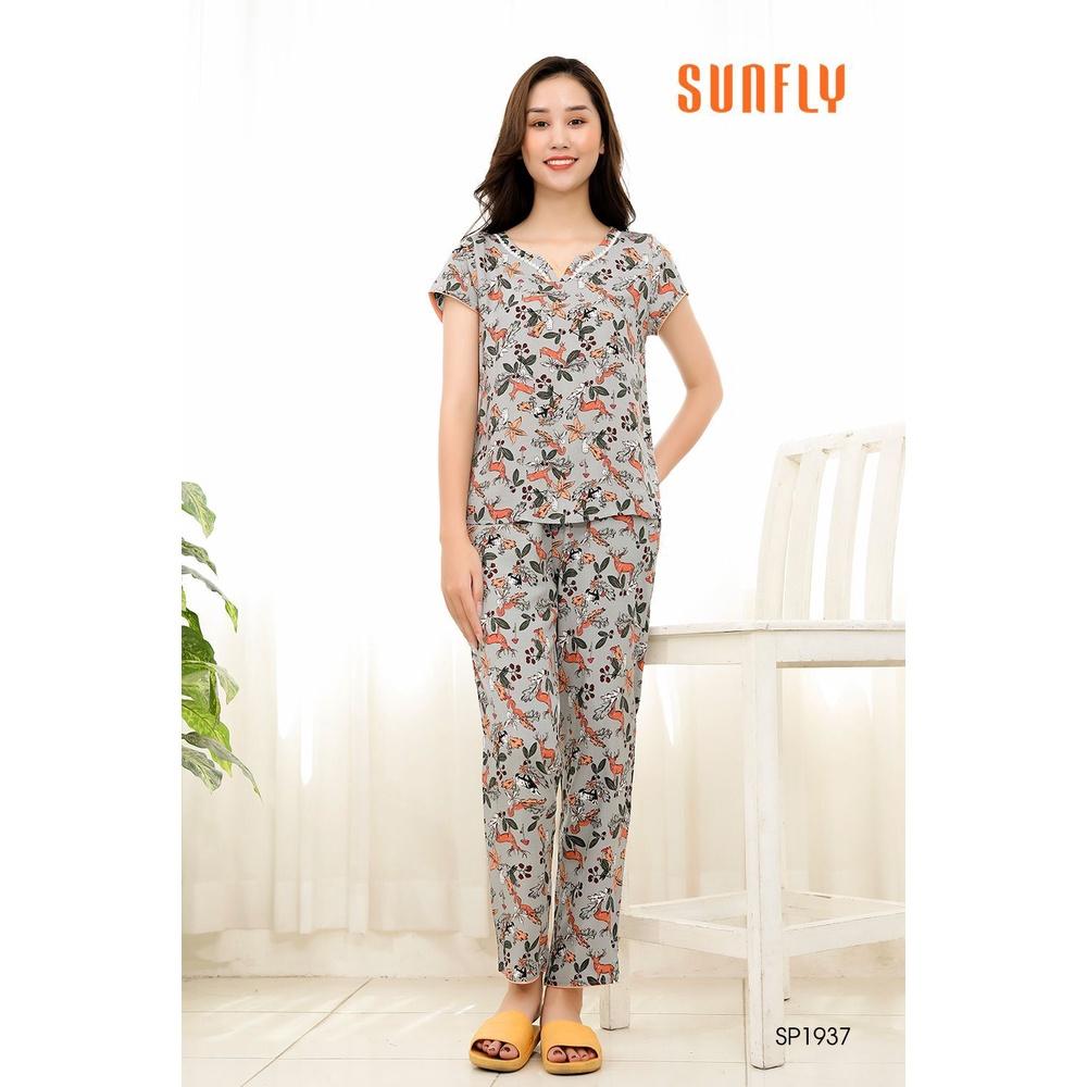 SP1937 BỘ MẶC NHÀ LANH ÁO CỘC QUẦN DÀI