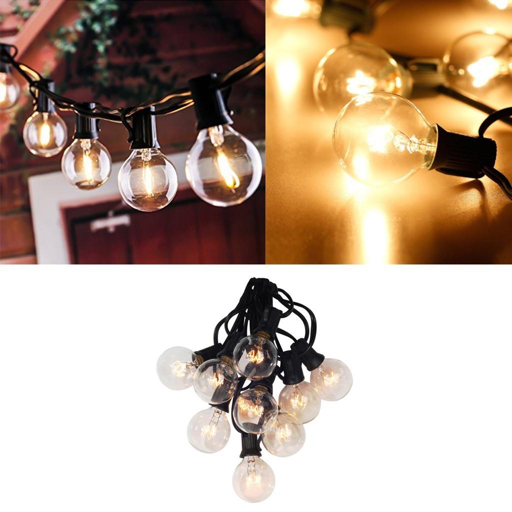 25ft G40 String Lights with Globe Clear Bulbs Waterproof Patio Hanging Light