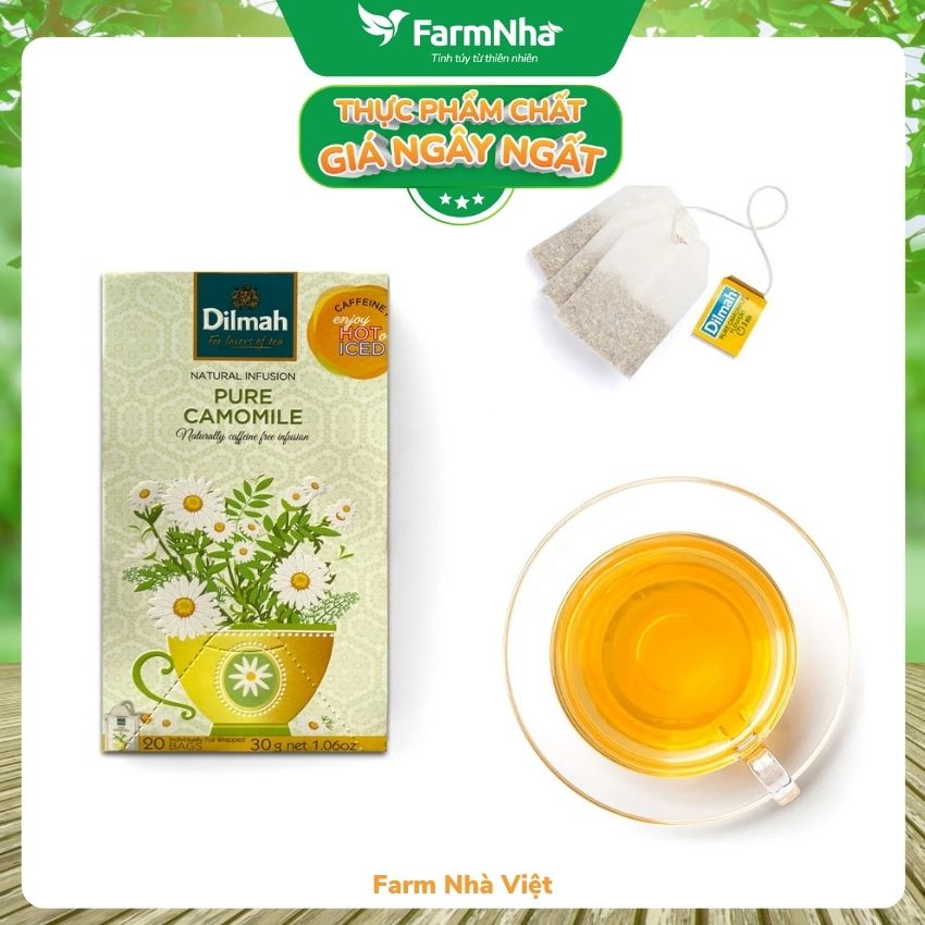 (Combo 2 hộp) Trà Dilmah Pure Camomile Thảo Dược Hoa Cúc 30g 20 túi x 1.5g - Tinh hoa trà Sri Lanka