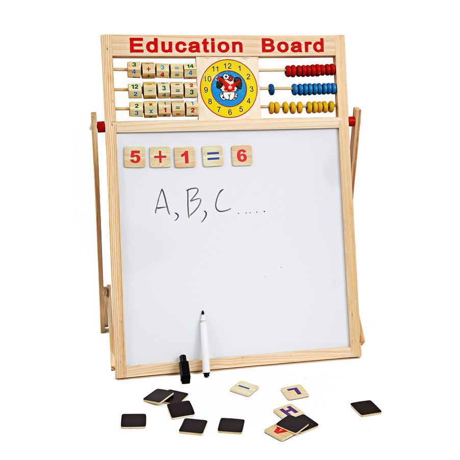 Bảng Ghép Nam Châm 2 Mặt Bằng Gỗ Giúp Bé Học Chữ Và Số (Education Board)