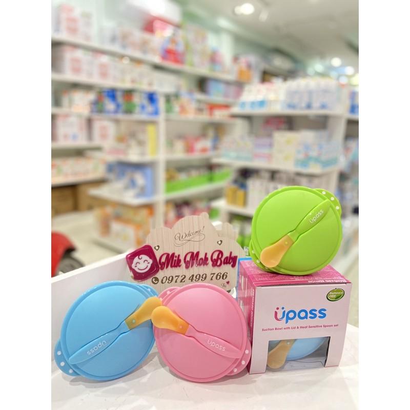 Bát ăn dặm chống đổ kèm nắp & thìa cảm ứng nhiệt UPASS
