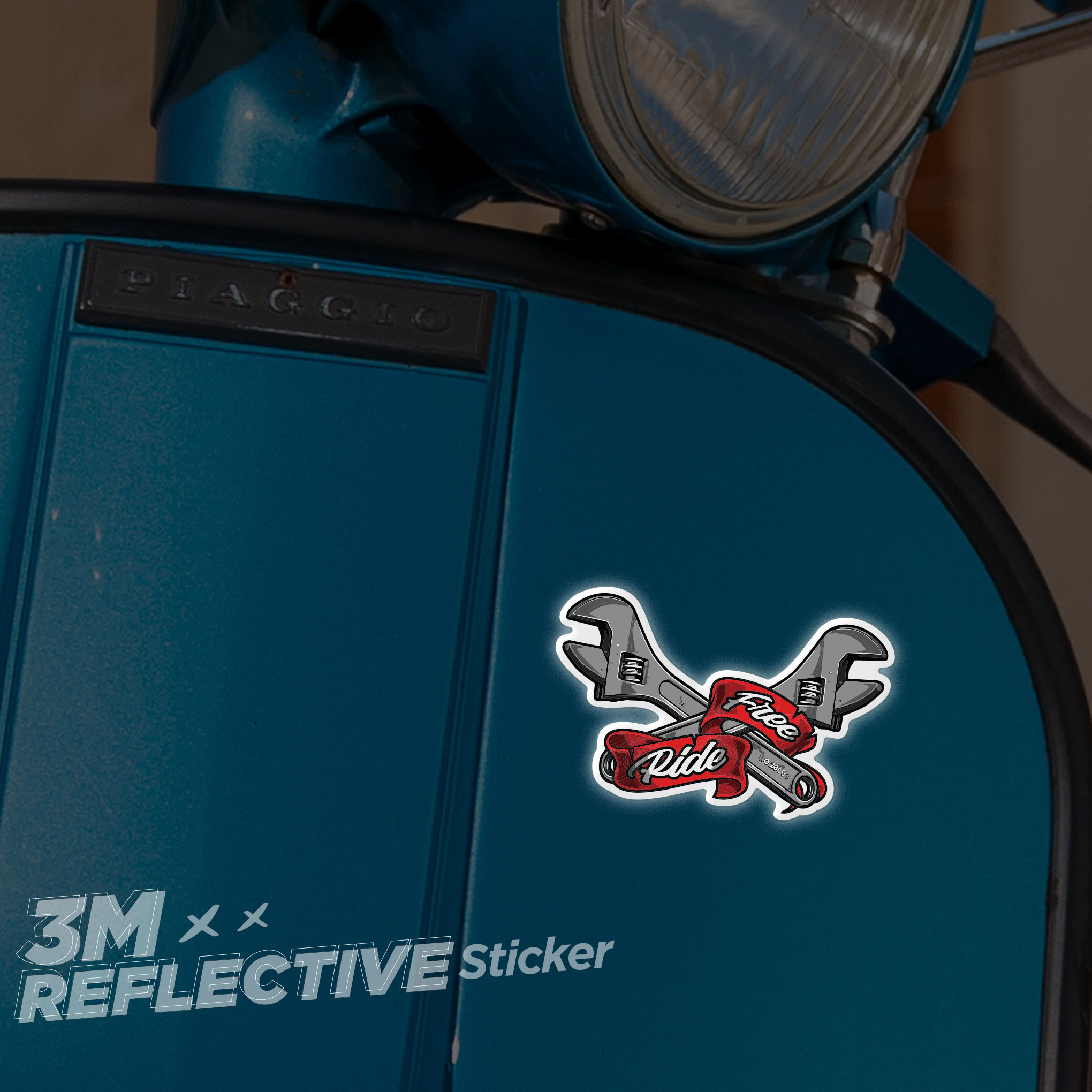 WRENCH FREE RIDE 3M - Reflective Sticker Die-cut Hình dán phản quang thương hiệu STICKER FACTORY