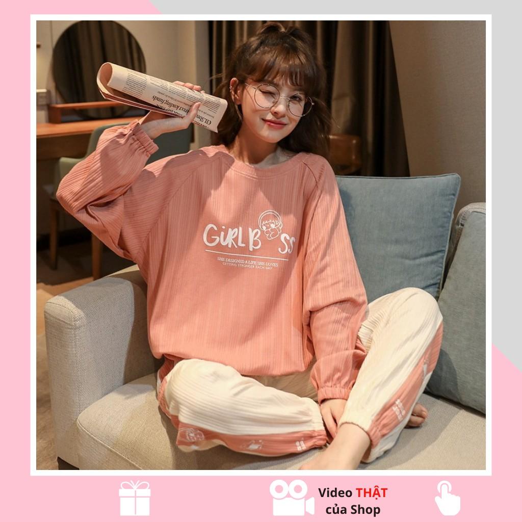 Bộ đồ ngủ, đồ ngủ nữ pijama thu đông dài tay cotton phong cách Hàn Quốc cực dễ thương