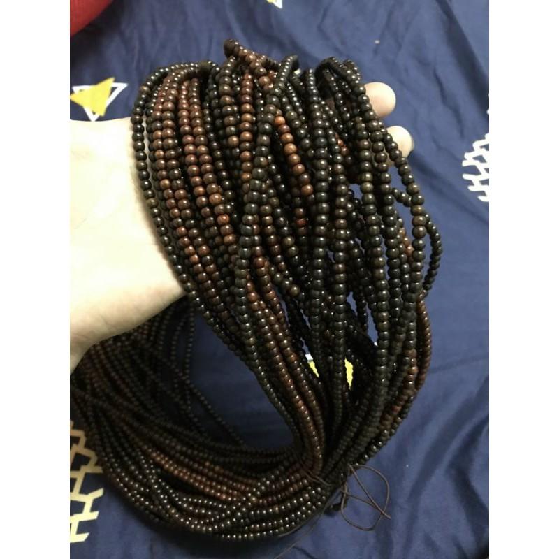 Vòng tay nữ 216 hạt nhỏ xíu 3 ly bằng GỖ - TRẮC màu đen nhiều hoặc đỏ nhiều