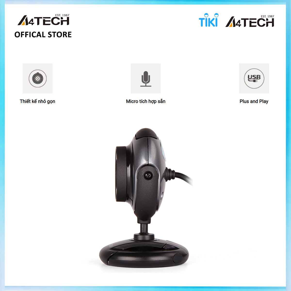 Thiết bị ghi hình webcam PK-710G A4Tech tích hợp micro - Hàng chính hãng