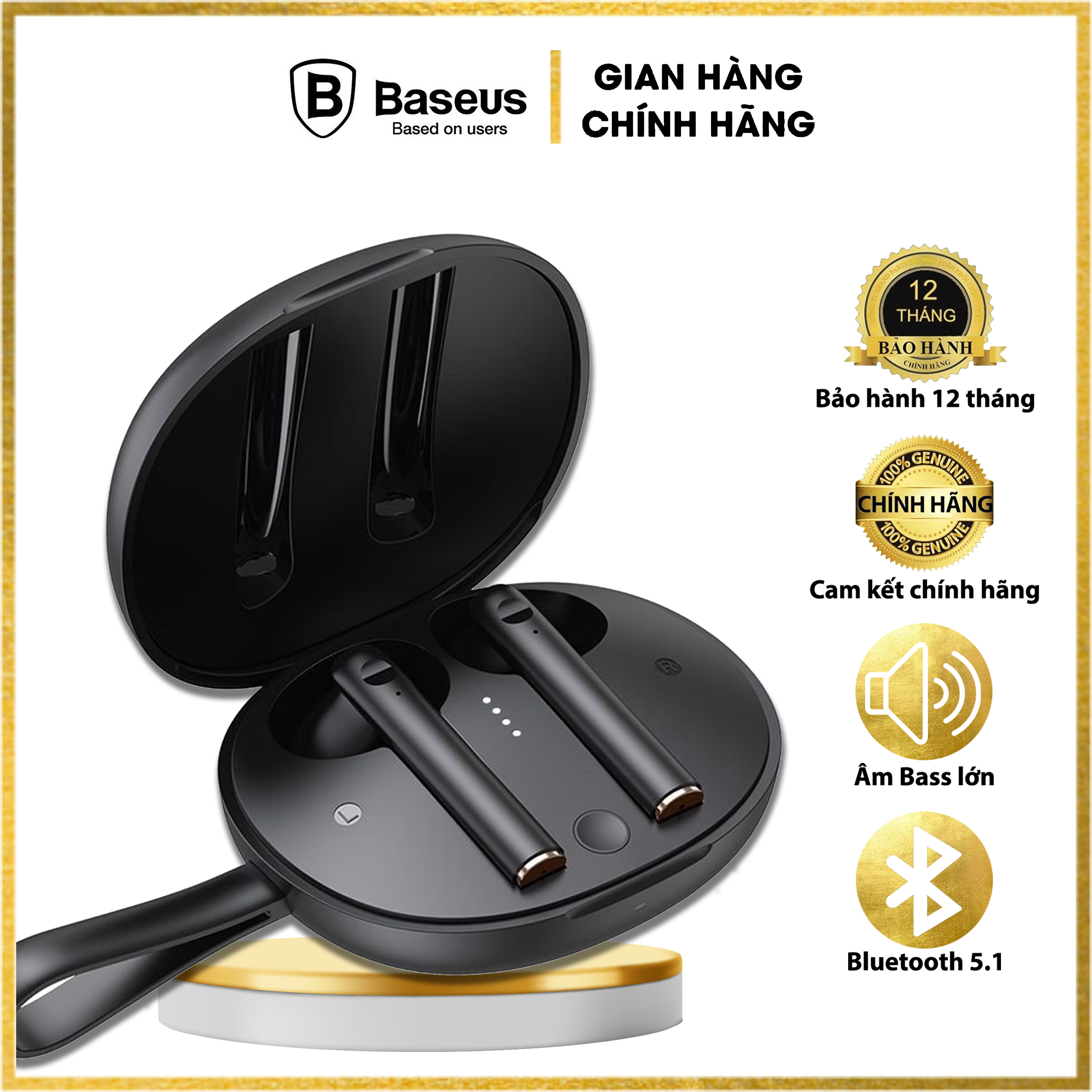 Tai nghe True Wireless Baseus Encok True Wireless Earphones W05 (Bluetooth 5.0, 4h sử dụng liên tục, cảm biến tiệm cận) - Hàng chính hãng