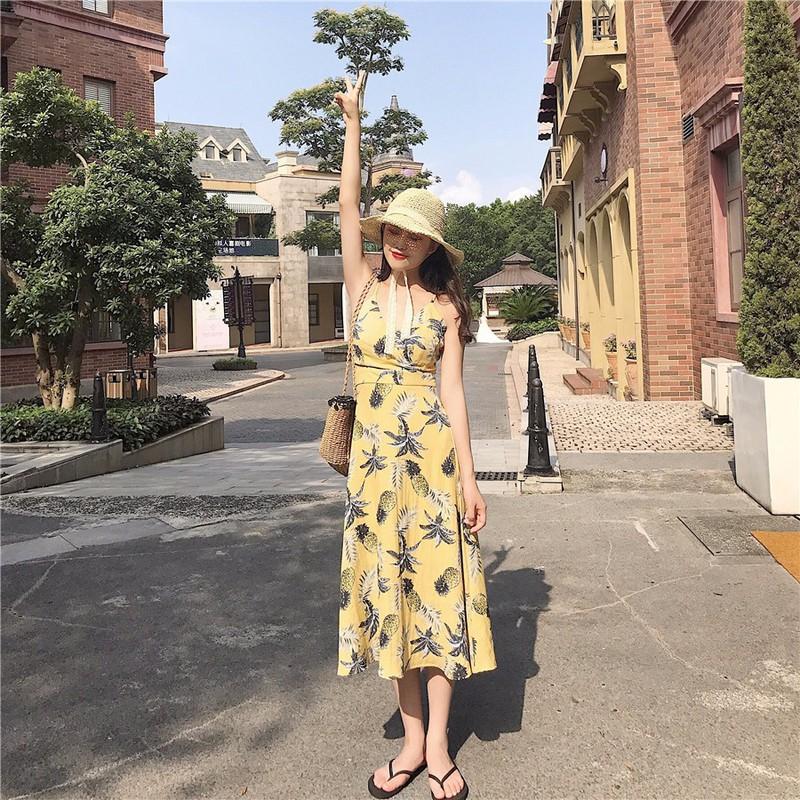 Đầm hoa quyến rũ-maxi-váy nữ-váy hoa