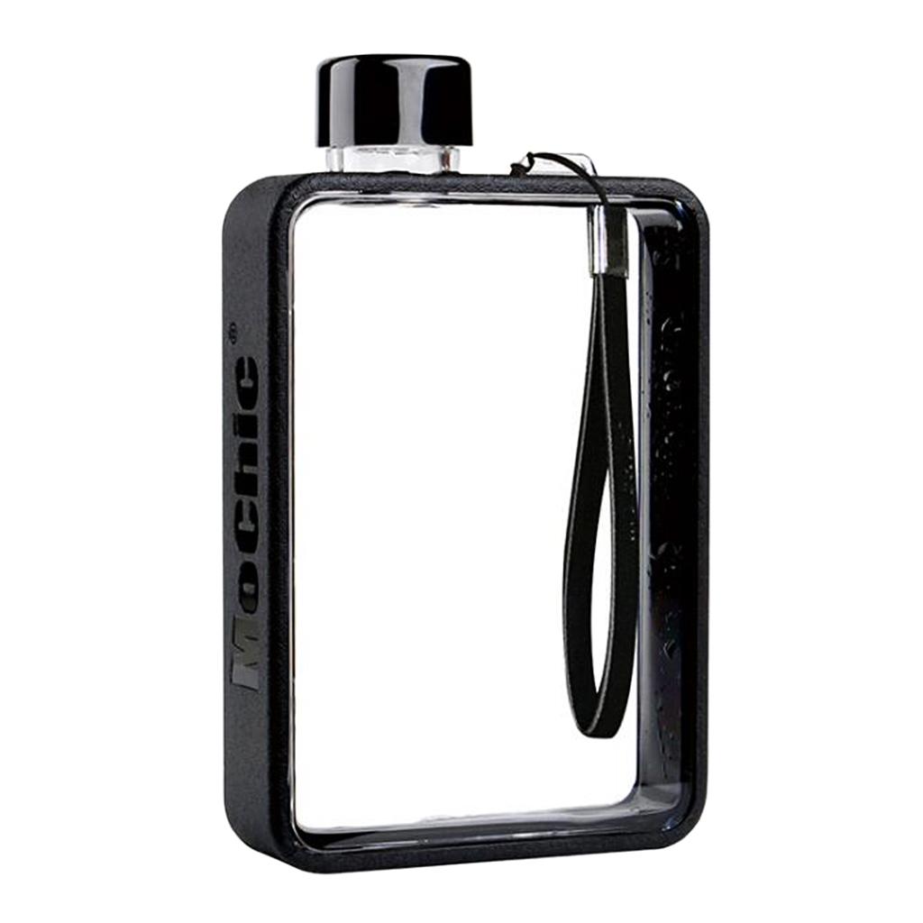 Clear Reusable Small Drinking Water Bottle Plastic - BPA Free, LeakProof, Refillable Clean Flat Memo Slim Thin Flask