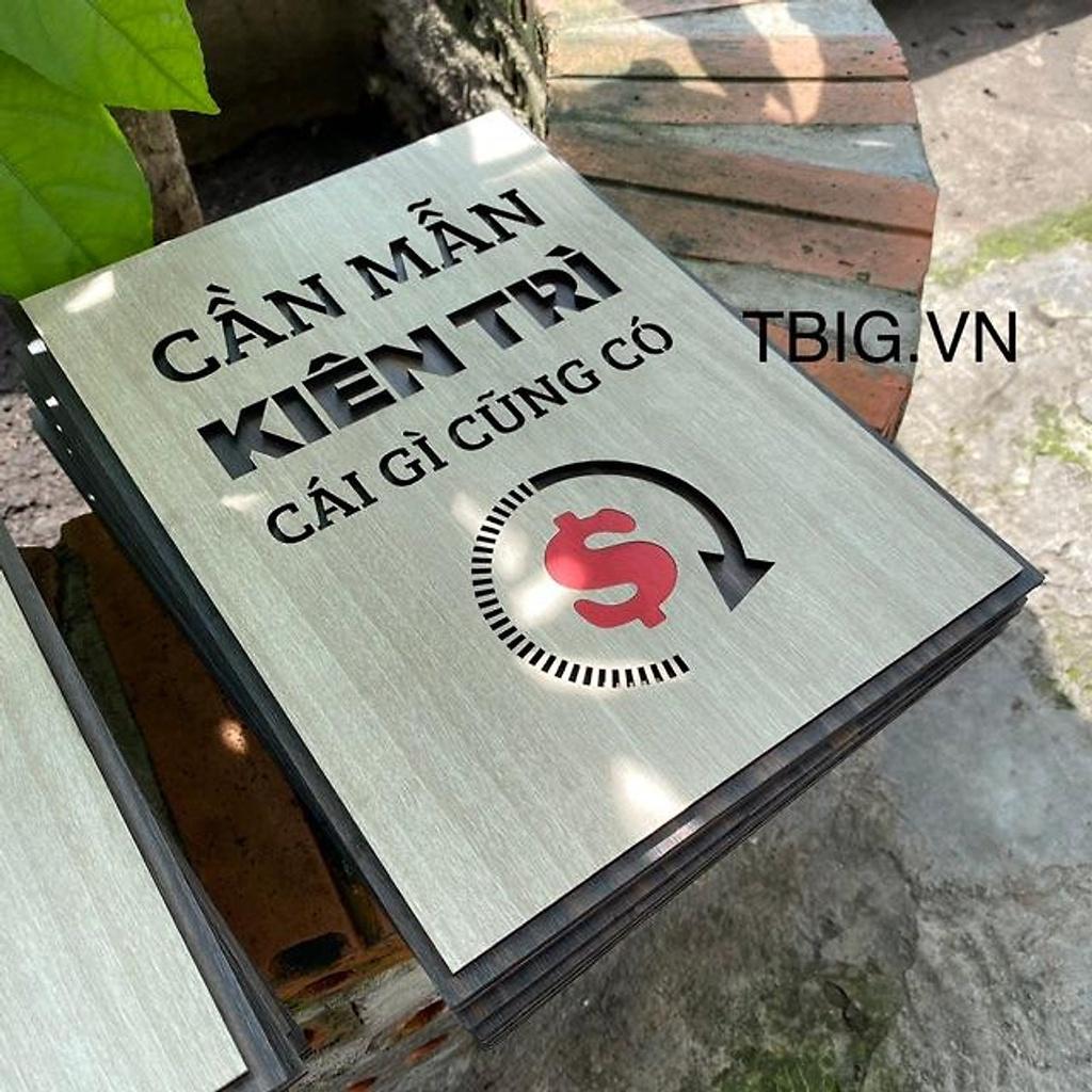 Tranh Tạo Động Lực TBIG060 trang trí tường phòng họp cao cấp "cần mẫn kiên trì cái gì cũng có"