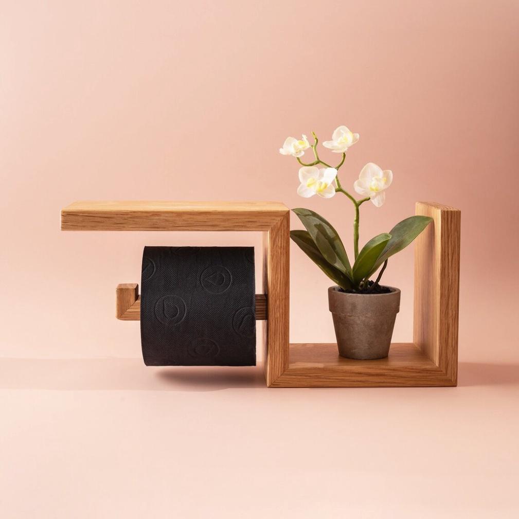 Kệ gỗ treo giấy vệ sinh kệ để đồ cây cảnh mini chất liệu gỗ tự nhiên cao cấp