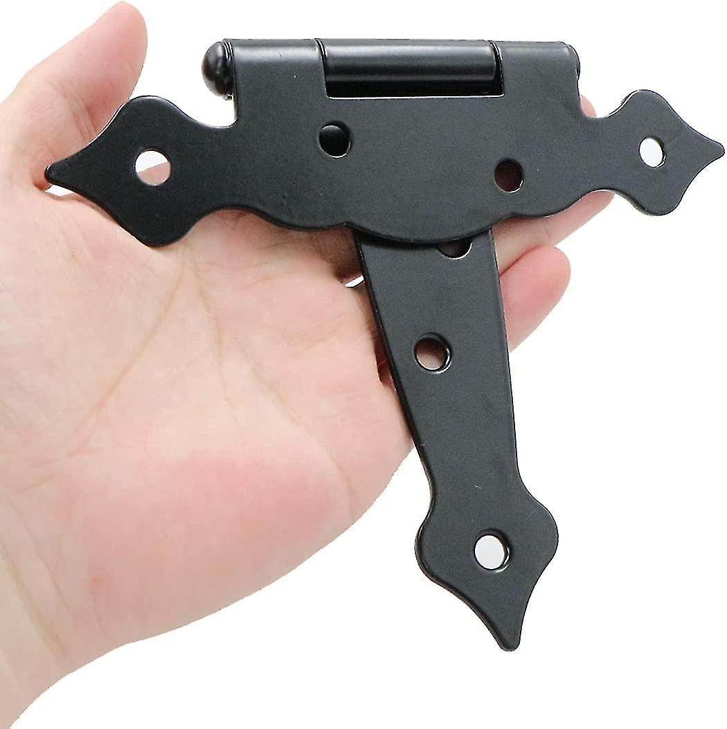 Bản lề chữ T - Bộ bản lề cổng vườn - Bản lề gấp cho cửa sổ, hàng rào, cổng, nhà kho và cửa chuồng - Phụ kiện  - Đen