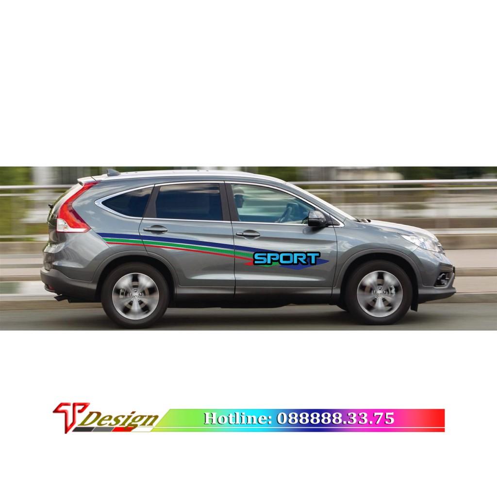 Decal cho xe 4 chỗ, tem cho xe Vinfast, tem chữ SPORT, tem xe thể thao WRAP 31, KT 257x25cm