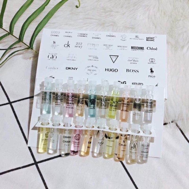 BỘ 20 CHAI TEST NƯỚC HOA MINI 20 MÙI NGẪU NHIÊN - NƯỚC HOA MINI TEST NHIỀU MÙI CHUẨN PHÁP LƯU HƯƠNG SUỐT 18H