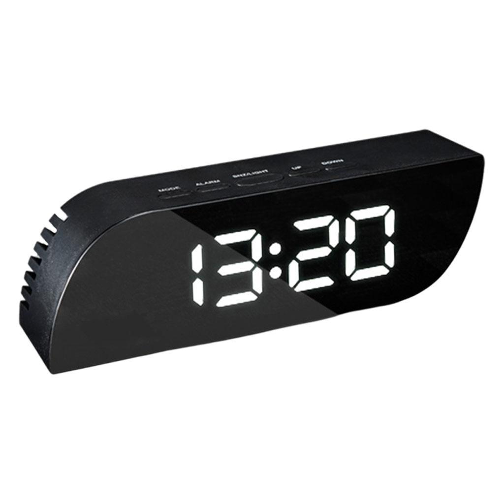 USB Large Digital LED Alarm Desk Snooze Mirror Bedside Clock