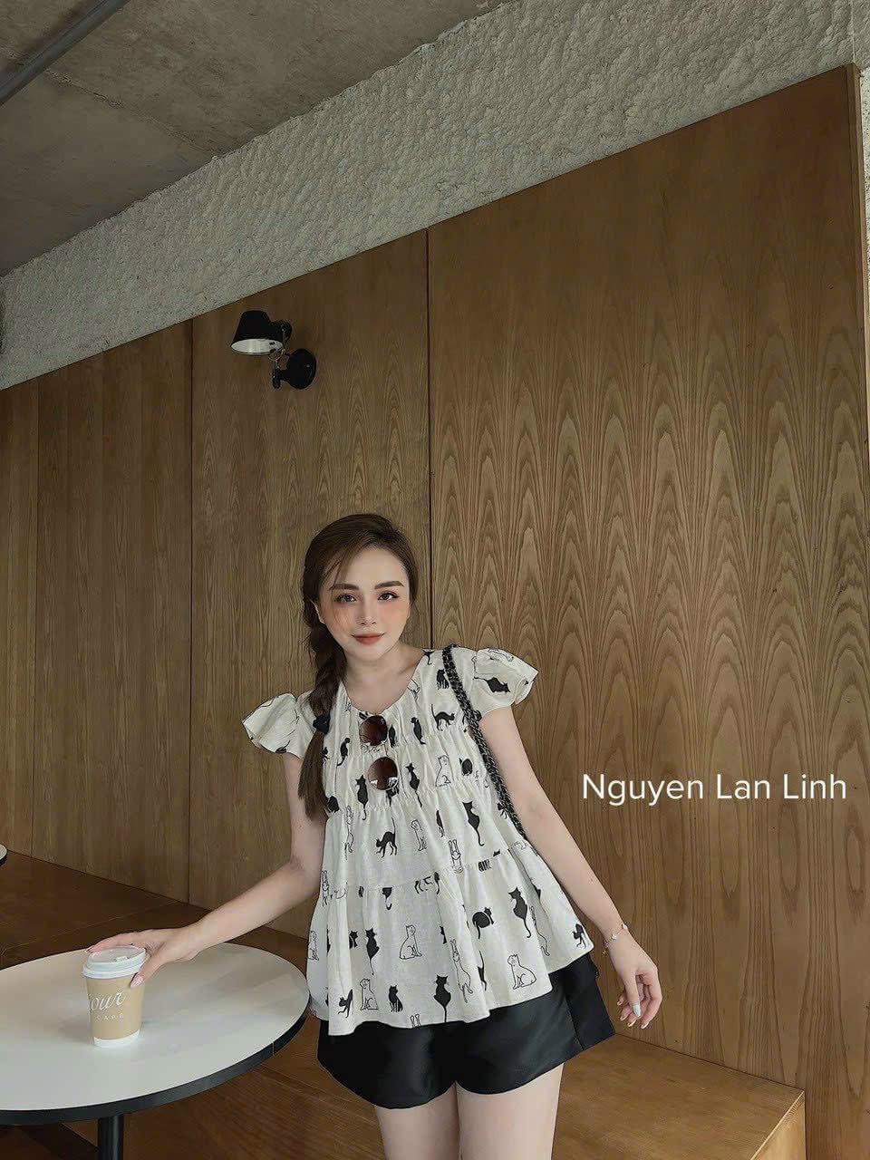SÉT QUẦN COTTON LẠNH & ÁO BÈO NHÚN THUN MÀU Y HÌNH