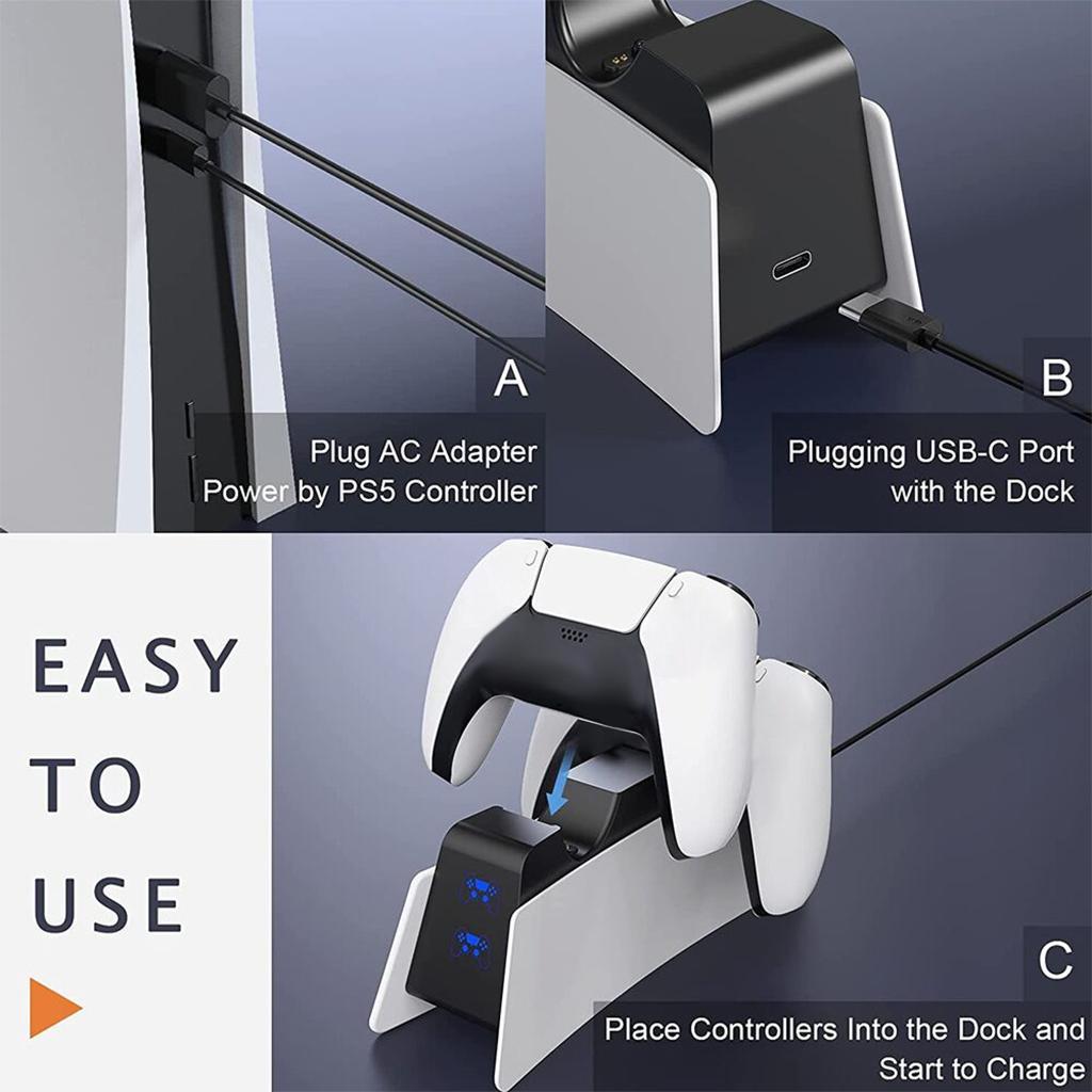Controller Charger Station, Fast Type C Charging ,DualSense Controller Charging Dock ,for 5 Controllers for PS5 Controllers Gamepads