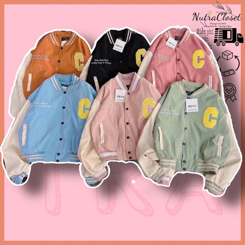 Áo khoác croptop lửng bomber bóng chày kaki da lộn 2 lớp unisex ulzzang nam nữ ak123