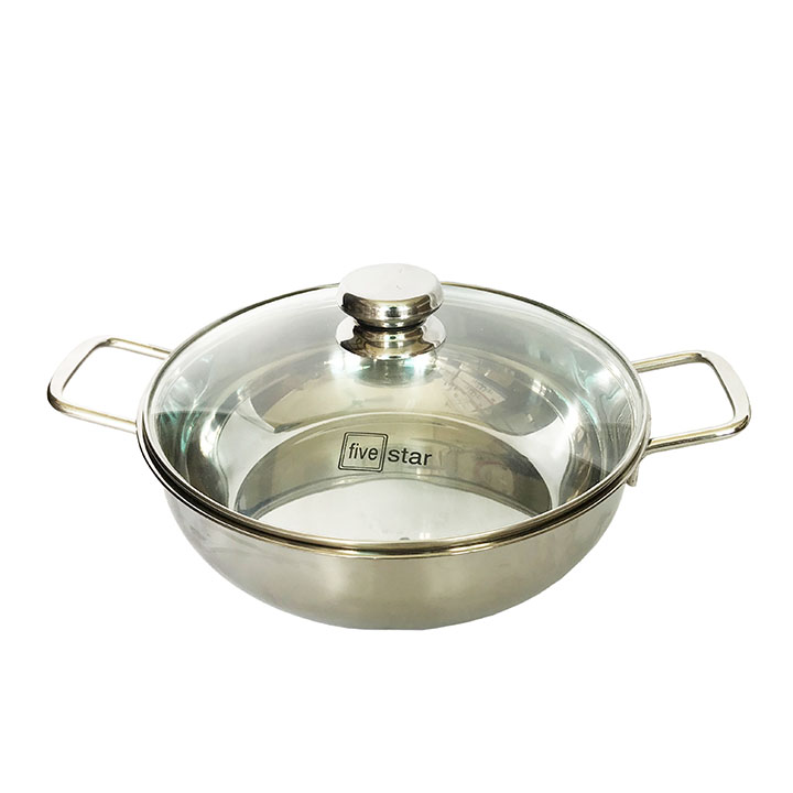 Nồi chảo lẩu inox Fivestar 3 đáy từ size 24cm, 26cm, 28cm, 32cm (24 cm, 26 cm, 28 cm, 32 cm), có loại lòng chống dính