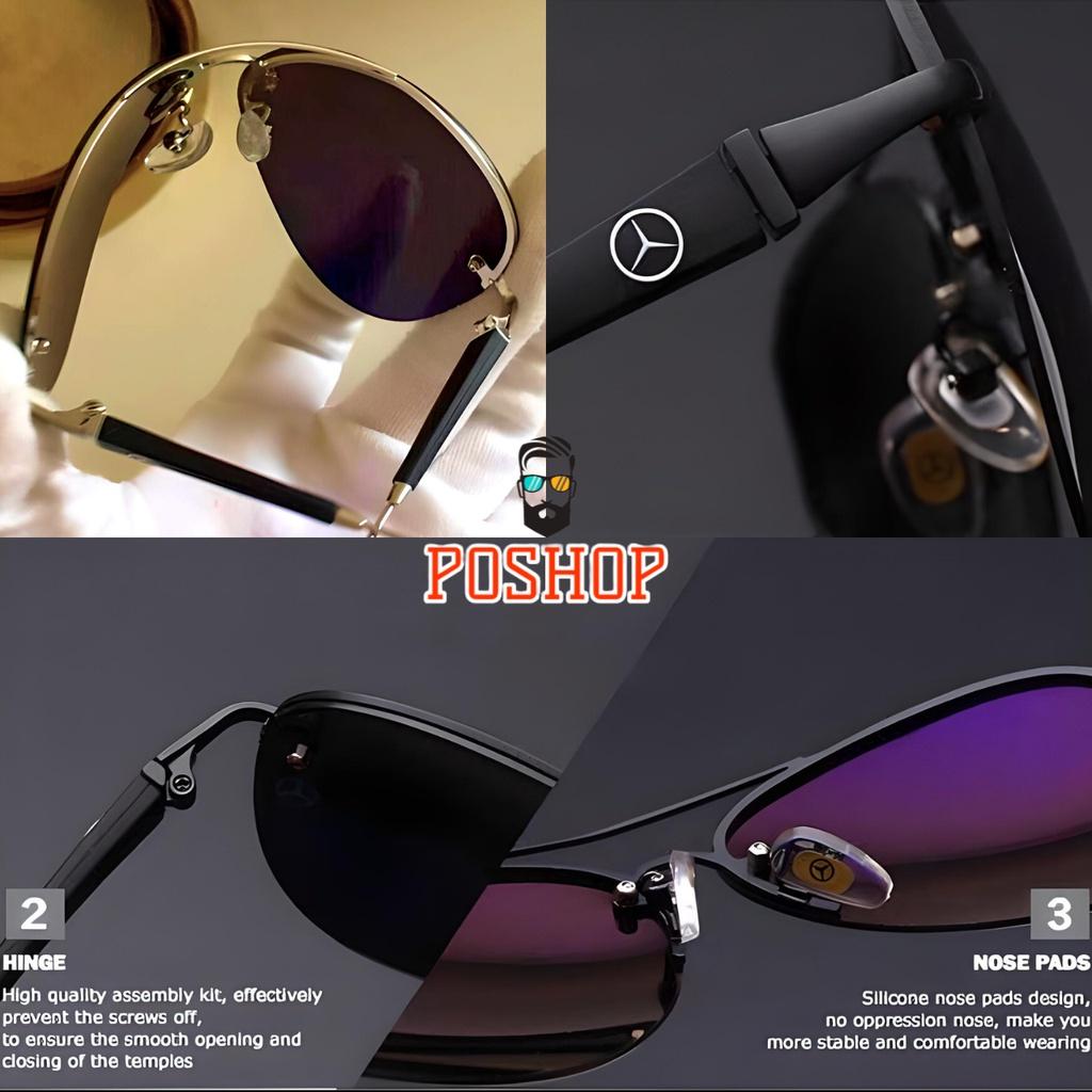 Kính mát nam cao cấp POSHOP gọng kim loại đàn hồi tròng phân cưc polaroid chống chói uv400 thời trang cổ điển M1