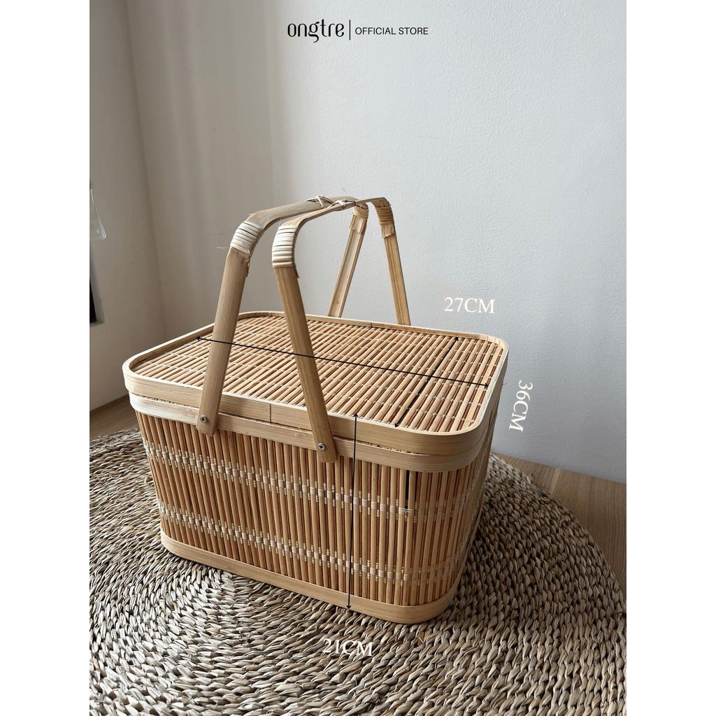 Giỏ Mây Tre Ongtre Để Bánh Kẹo Hoa Quả Quần Áo Đồ Dùng Gia Đình, Mây Trang Trí Decor - 36X27Xh21Cm