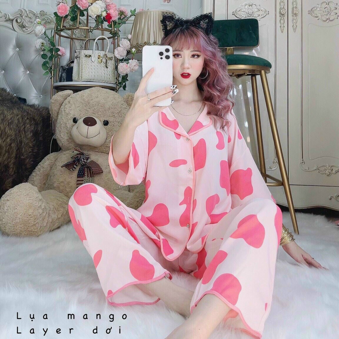 Đồ Bộ Lụa Mai Ngô - Sóng Cộc Dài Cánh Dơi