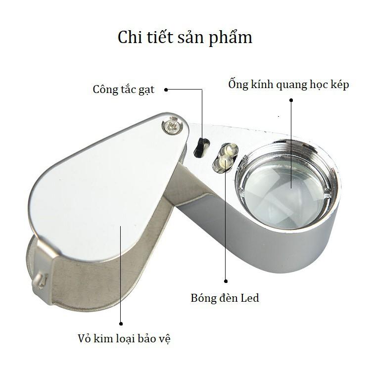 Kính Lúp Mini 30X ️️ Kính Lúp Móc Khóa Có Đèn MG21007 đường kính 21mm