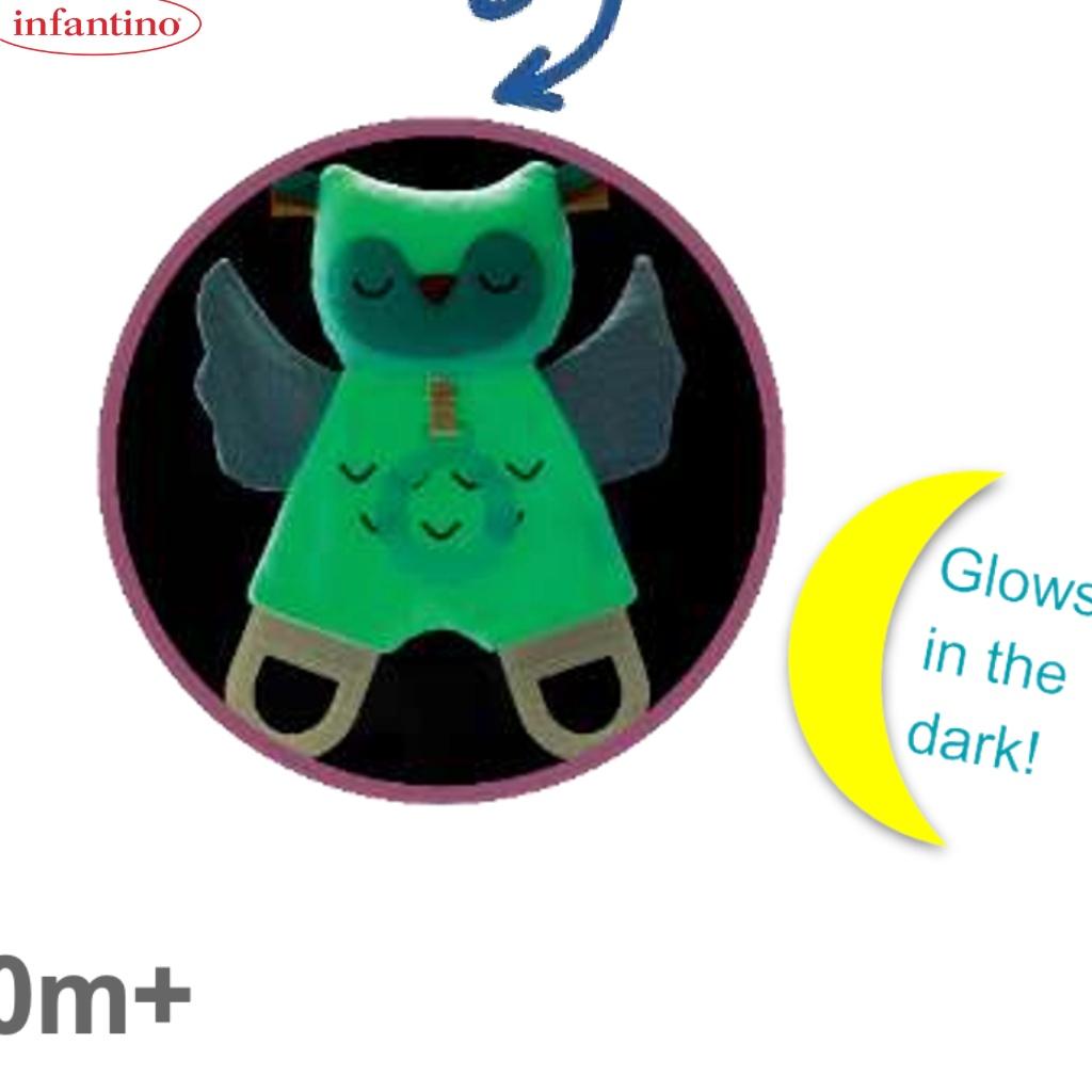 Đồ Chơi Vải Kiêm Gặm Nướu Hình Chú Cú Phát Sáng INFANTINO Glow In The Dark Cuddle &amp; Teether Owl Dành Cho Bé