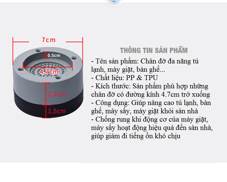 Bộ 4 Chân Đế Kê Máy Giặt, Máy Sấy, Bàn Ghế - Giao màu ngẫu nhiên