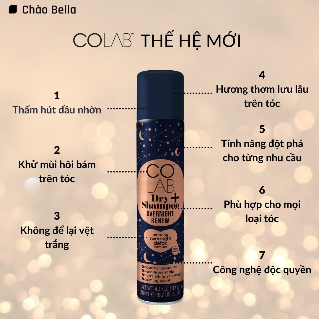 Dầu Gội Khô COLAB Plus Extreme Volume Cho Tóc Phồng Gấp 5 Lần - 200ml